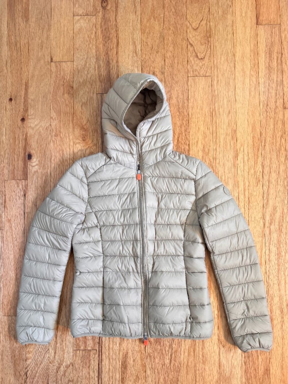 Save The Duck Daisy Hooded Puffer Jacket Rainy Beige Size 1/S